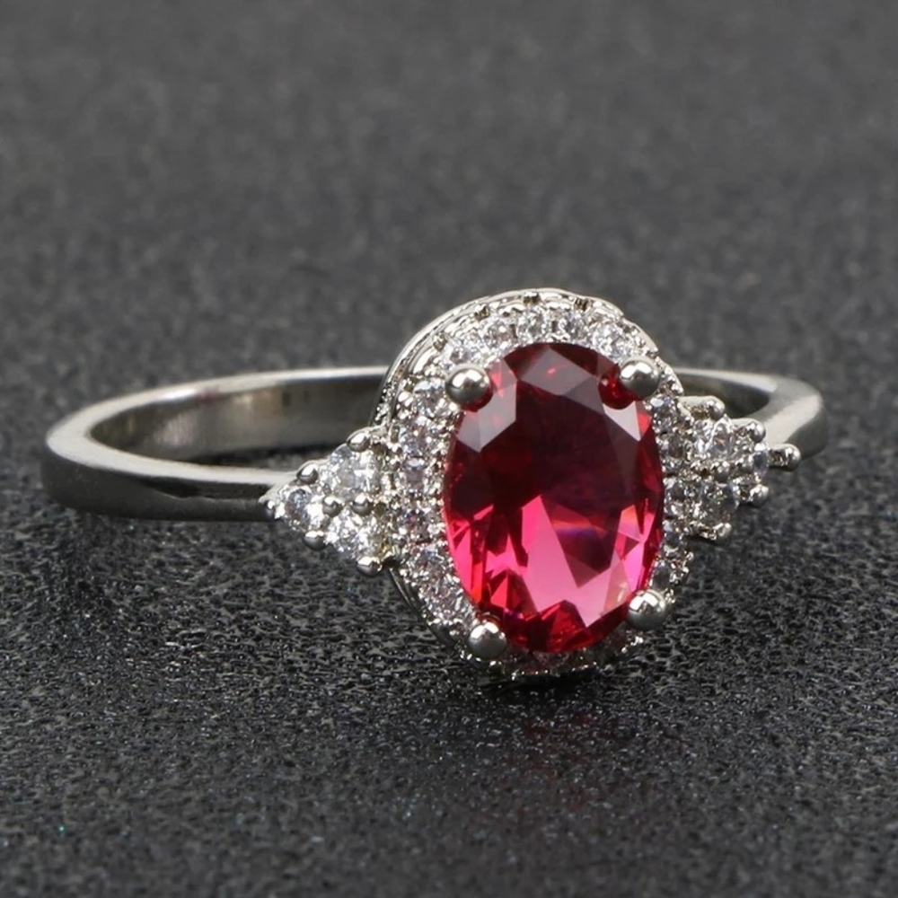 New Silver 925 women's ruby gemstone ring - Picture 1 of 5